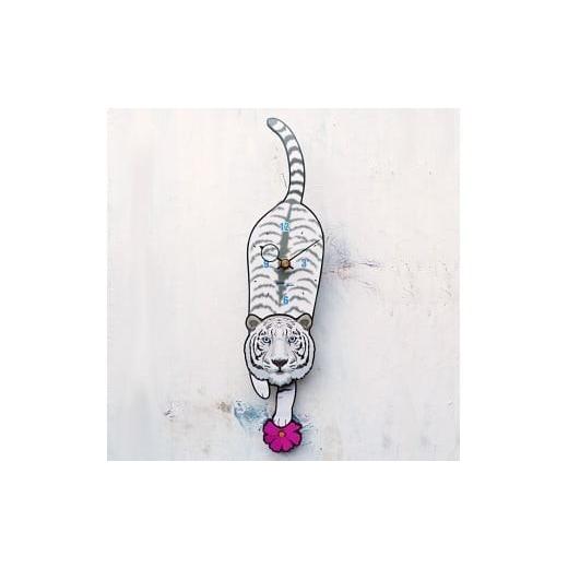 ふるさと納税 木工品・竹工品 岡山県 西粟倉村 HTF2 白虎ホワイトタイガーの振り子時計 花02.PINK C-CE-HT0A 花/Flower-02.PINK