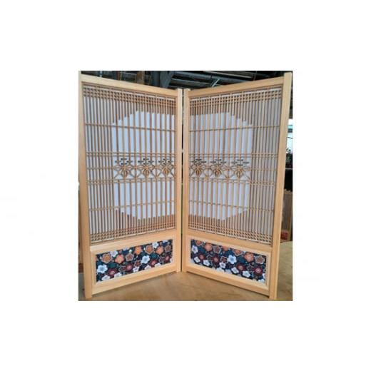 ふるさと納税 木工品・竹工品 新潟県 加茂市 金襴西陣屏風「ウメ」サイズ[(片面):約H800mm×W410mm]金襴西陣織と組子細工の和のコラボレーション屏風 職…