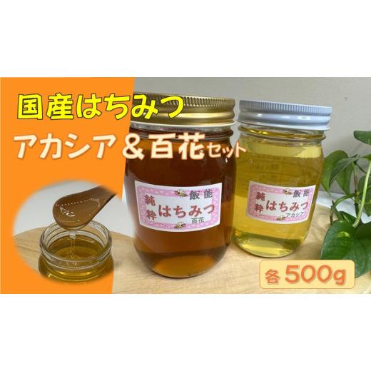 ふるさと納税 加工品等 はちみつ 埼玉県 飯能市 国産はちみつ食べ比べセット(百花とアカシア)各500g HNNBO003の画像