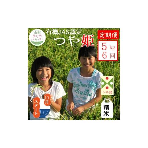 ふるさと納税 米 つや姫 山形県 三川町 11月スタート 精米5kg-定期便6回 山形ゆりあふぁーむの有機JAS認証つや姫セット 精米 11月スタート