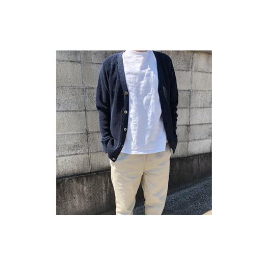 ふるさと納税 服 男 福島県 伊達市  阿部ニット 《グレー》両あぜ編みミドルゲージニットカーディガン（美濃和紙使用）Lサイズ F20C-384 Lサイズ