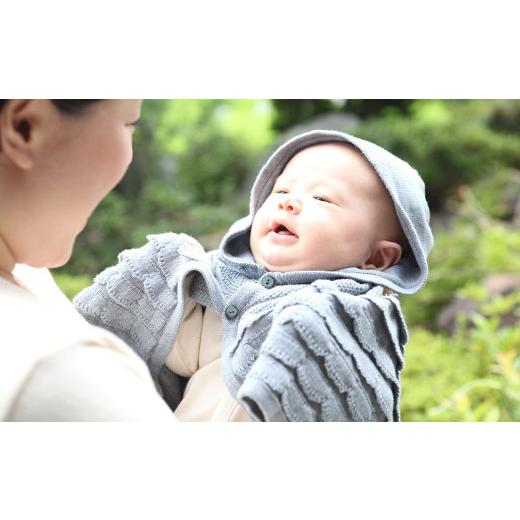 ふるさと納税 服 子ども 大阪府 阪南市  紺青・洛陽染（草木染） シェルマント CO-W10-89 |ベビー服 ベビー 赤ちゃん ケープ 羽織り マント オーガニックコッ…の画像