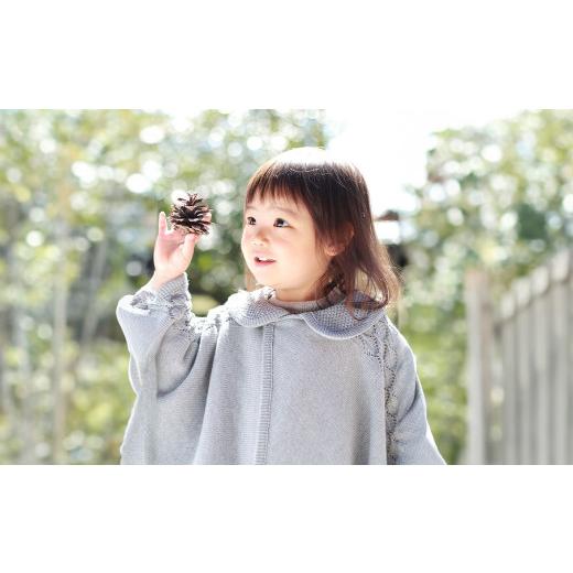ふるさと納税 服 子ども 大阪府 阪南市  紺青（洛陽染） 衿付き ケープ 草木染 CO-Ｗ80-89| オーガニックコットン ニット 赤ちゃん 0歳〜2歳 ベビー ベビー服 …の画像