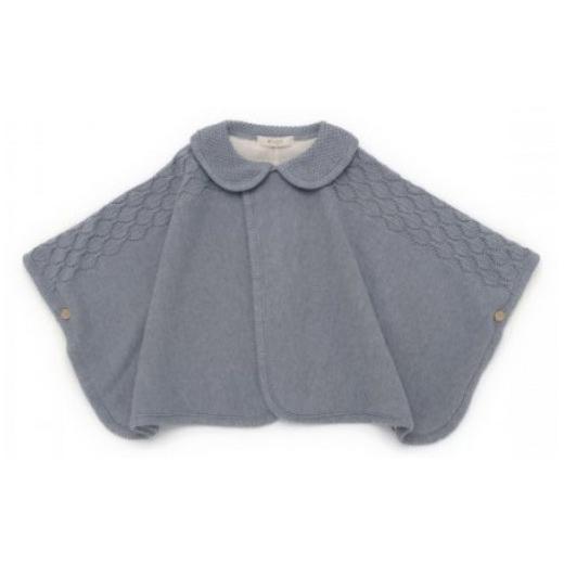 ふるさと納税 服 子ども 大阪府 阪南市  紺青（洛陽染） 衿付き ケープ 草木染 CO-Ｗ80-89| オーガニックコットン ニット 赤ちゃん 0歳〜2歳 ベビー ベビー服 …の画像