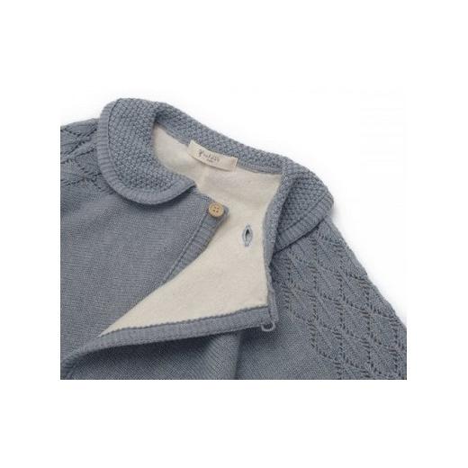 ふるさと納税 服 子ども 大阪府 阪南市  紺青（洛陽染） 衿付き ケープ 草木染 CO-Ｗ80-89| オーガニックコットン ニット 赤ちゃん 0歳〜2歳 ベビー ベビー服 …の画像