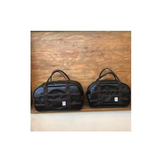ふるさと納税 カバン 手提げ 長野県 諏訪市 11-62R　 SUWAプレミアム FIRE HOSE PRODUCTS　ボストンバック　ブラック（L）（パイピングカラー：赤）／信州諏訪…の画像