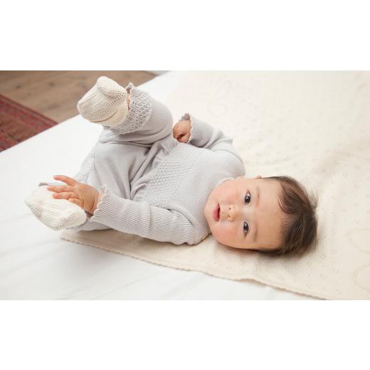 ふるさと納税 服 子ども 大阪府 阪南市  フェザーグレー スモッキング編み カバーオール CO-Ｗ32-10 7営業日程度で発送 | ベビー ベビー服 赤ちゃん 服 つなぎ…_1