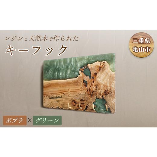 ふるさと納税 三重県 亀山市 [インテリア雑貨]レジンと天然木で作られたキーフック(ポプラ×グリーン) F23N-027 ポプラ×グリーン