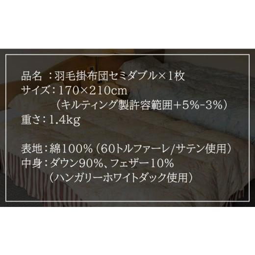ふるさと納税 タオル・寝具 掛け布団 長崎県 壱岐市 エクセルゴールドラベル 羽毛布団 セミダブル ハンガリー産ホワイトダックダウン90%使用 トルファーレ60 …