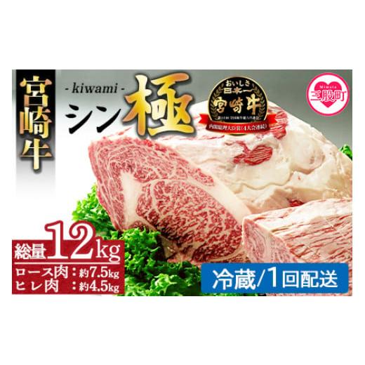 ふるさと納税 牛肉 セット 宮崎県 三股町 宮崎牛『シン極(きわみ)』ロース肉約7.5kg、ヒレ肉約4.5kg (冷蔵・1回配送) 国産ブランド牛 牛肉 おすすめ 黒毛和…
