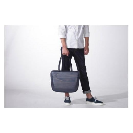 ふるさと納税 カバン トートバッグ 高知県 馬路村 monacca-bag/Leaf Indigo ネイビー 木製 トートバッグ 個性的 カバン 鞄 メンズ レディース ファッション …