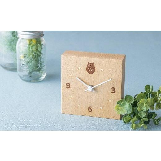 ふるさと納税 木工品・竹工品 岩手県 北上市 木象嵌 置時計 Forest ふくろう ふくろう