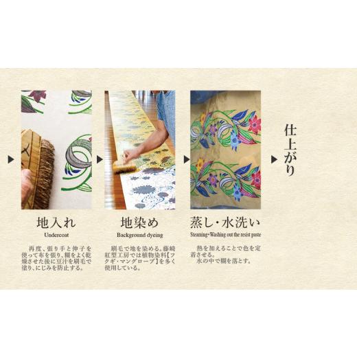 ふるさと納税 小物 ストール・マフラー 沖縄県 名護市 紅型ショール　インド唐草 フクギ 藤崎紅型工房 伝統 工芸 名護 民芸 おみやげ 文化 びんがた 作品 沖縄…の画像