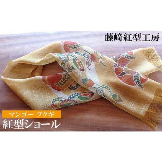 ふるさと納税 小物 ストール・マフラー 沖縄県 名護市 紅型ショール マンゴー フクギ 藤崎紅型工房 伝統 工芸 名護 民芸 おみやげ 文化 びんがた 作品 沖縄 …