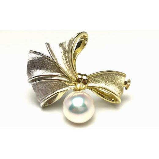 ふるさと納税 家具・装飾品 三重県 志摩市 老舗の真珠専門店・花珠クラス・アコヤ真珠ブローチ9.0〜9.5ミリ(イエローゴールド) / あこや真珠 ブローチ 真珠…
