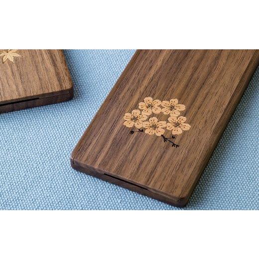 ふるさと納税 木工品・竹工品 岩手県 北上市 木象嵌 スタンドミラー桜(さくら) 木製 木工品 ウォールナット 無垢材 折り畳み 手鏡 桜 紅葉 手作り 贈り物 ギ…