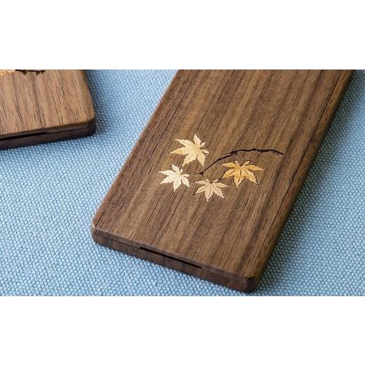 ふるさと納税 木工品・竹工品 岩手県 北上市 木象嵌 スタンドミラー紅葉(もみじ) 紅葉(もみじ)