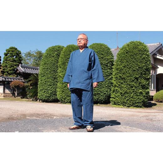 ふるさと納税 服 男 埼玉県 羽生市 作務衣 藍染め Mサイズ あさぎ 武州正藍染 さむえ 綿 作業着 部屋着 ルームウェア ウェア パジャマ 散歩 春 夏 父の日 敬老…の画像