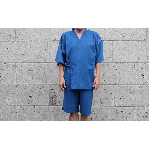 ふるさと納税 服 男 埼玉県 羽生市 武州正藍染　甚平（じんべい）　あさぎ　 Mサイズ 武州正藍染　甚平（じんべい）　あさぎ　 Mサイズの画像