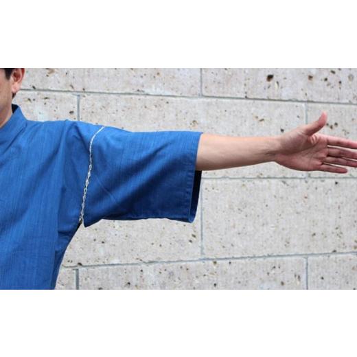 ふるさと納税 服 男 埼玉県 羽生市 武州正藍染　甚平（じんべい）　あさぎ　 Mサイズ 武州正藍染　甚平（じんべい）　あさぎ　 Mサイズの画像