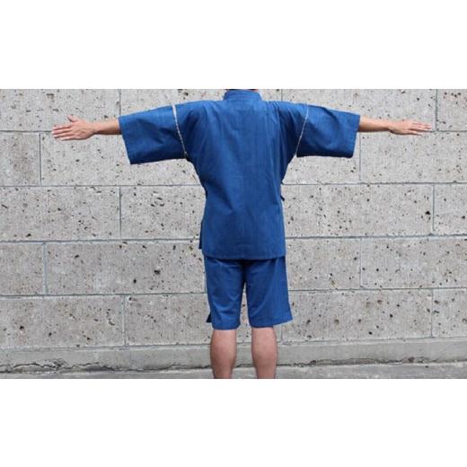 ふるさと納税 服 男 埼玉県 羽生市 武州正藍染　甚平（じんべい）　あさぎ　 Mサイズ 武州正藍染　甚平（じんべい）　あさぎ　 Mサイズの画像