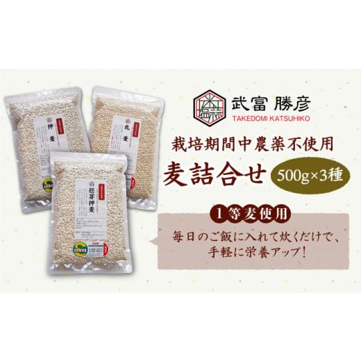 ふるさと納税 佐賀県 江北町 [栽培期間中農薬不使用]麦詰合 500g×3種 ( 押麦 胚芽押麦 丸麦 ) [葦農]