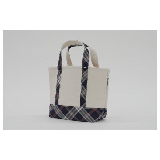 ふるさと納税 雑貨・日用品 兵庫県 西脇市 22-39 播州織×倉敷帆布 トートバック(小) ネイビー 〜織物会社の職員が手掛ける〜 ネイビー