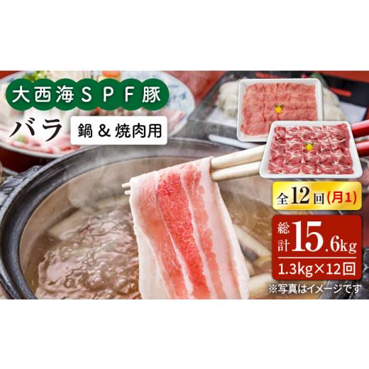 お買い得！ ふるさと納税 長崎県 西海市 【訳あり】【月1回約1.3kg×12回定期便】大西海SPF豚 バラ（焼肉＆しゃぶしゃぶ用）計15.6kg＜大西海ファーム＞ [CEK123] 【KUE1705199895】(60060円)