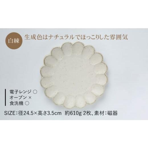 ふるさと納税 陶磁器・漆器・ガラス 岐阜県 土岐市  美濃焼 リンカ 24 プレート 2枚セット 白 練×白 練 カネコ小兵製陶所 TOKI MINOYAKI返礼品 食器 皿 プレ…の画像