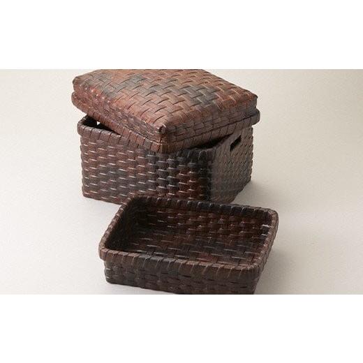 ふるさと納税 伝統技術 滋賀県 湖南市 325K133-1 一閑張二段式箱(中)茜色 ?島屋選定品]62A2661 茜色