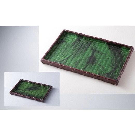 ふるさと納税 民芸品・工芸品 滋賀県 湖南市 041K104-2 一閑張角盆(大・小)2枚セット 松葉 ?島屋選定品]62A2005 松葉