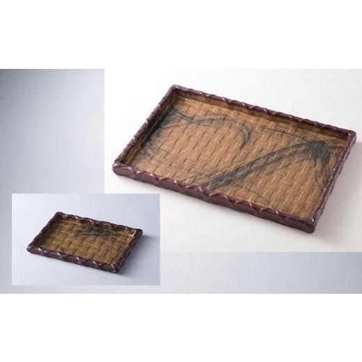 ふるさと納税 民芸品・工芸品 滋賀県 湖南市 041K104-3一閑張角盆(大・小)2枚セット 香染 ?島屋選定品]62A2016 香染