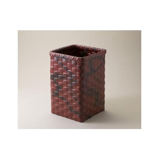 ふるさと納税 伝統技術 滋賀県 湖南市 135K125-1 一閑張角筒籠(特大)茜色 ?島屋選定品]62A2425 茜色