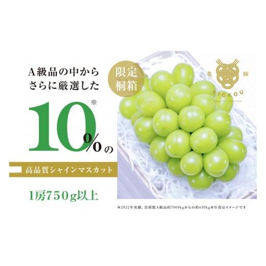 ふるさと納税 山梨県 甲州市 「亀輝」最高級シャインマスカット1房750g以上[限定桐箱入り][2024年発送](RO)D-123