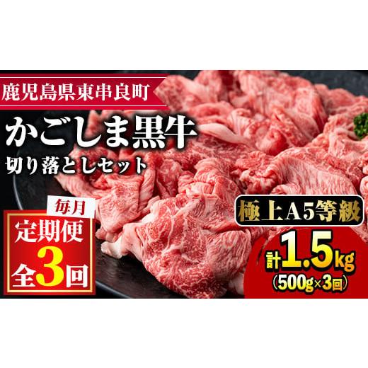 ふるさと納税 牛肉 セット 鹿児島県 東串良町 0341701b 定期便・全3回 鹿児島県産黒毛和牛A5等級切り落とし(約500g×3回)牛肉 肉 切落し 切り落し 和牛 冷凍 …