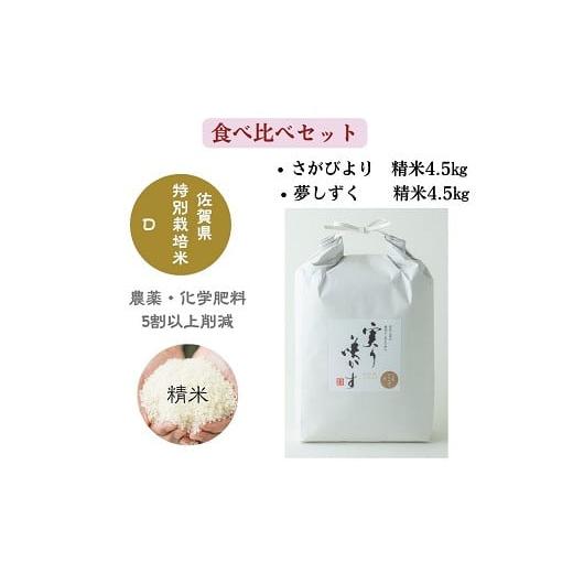 ふるさと納税 米 さがびより 佐賀県 佐賀市 「実り咲かす」特別栽培 さがびより・夢しずく食べ比べセット 計9kg:B295-010