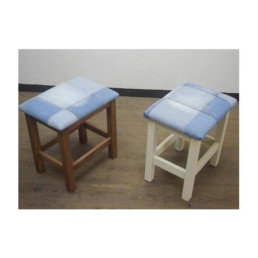 ふるさと納税 家具 インテリア・寝具・収納 福岡県 大川市 デニムフローレンススツール　アンティークホワイト色_1