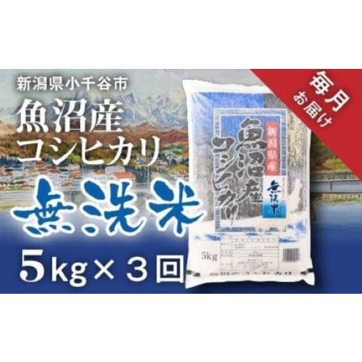 ふるさと納税 無洗米 新潟県 小千谷市 令和7年産 魚沼産コシヒカリ 無洗米 定期便5kg×3回 (毎月お届け)米太 | 新潟県産 コシヒカリ お米 米 おこめ こめ コ…