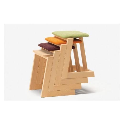 ふるさと納税 木工品・竹工品 北海道 東川町 ハンの木の家具 スタッキングスツール(布座)オレンジ ハンの木の家具 スタッキングスツール(布座)オレンジ