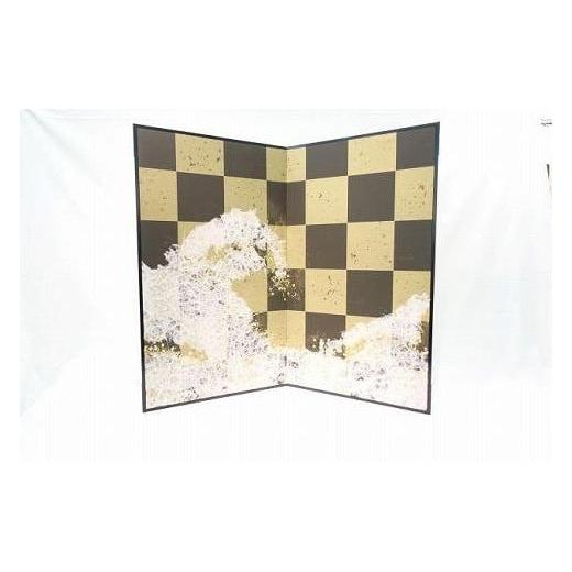 ふるさと納税 伝統技術 東京都 中野区 2曲創作屏風 浪に市松紋様 | 屏風 びょうぶ 伝統工芸 インテリア 和風 人気 おすすめ 送料無料 東京 中野区