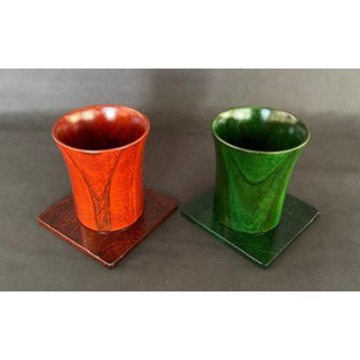 ふるさと納税 食器・グラス 湯呑 滋賀県 米原市 usiru木製コップ＋コースターセット　緑 No.5694-7300 0588 緑_3