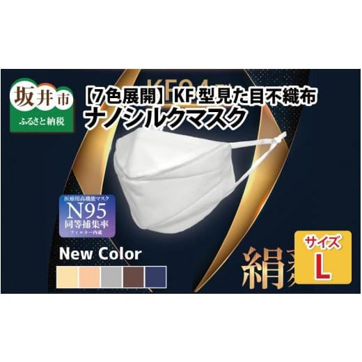 ふるさと納税 雑貨・日用品 福井県 坂井市 7色展開 KF型 見た目不織布 ナノシルクマスク 安心の4層構造 Lサイズ ネイビー A-9831_06 ネイビー