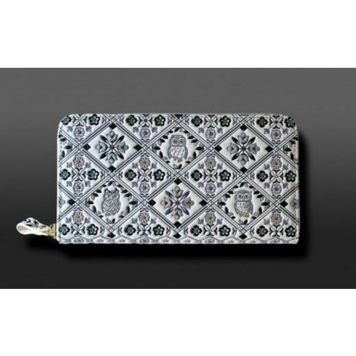 ふるさと納税 財布 東京都 台東区 浅草文庫 ラウンド長財布 ふくろう柄 (カラー:サンセット(モノトーン系)) サンセット(モノトーン系)