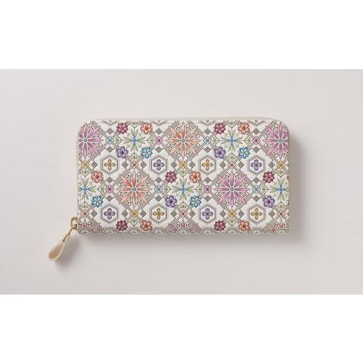 ふるさと納税 財布 東京都 台東区 浅草文庫 ラウンド長財布 花菱柄 (カラー:ピンク) ピンク