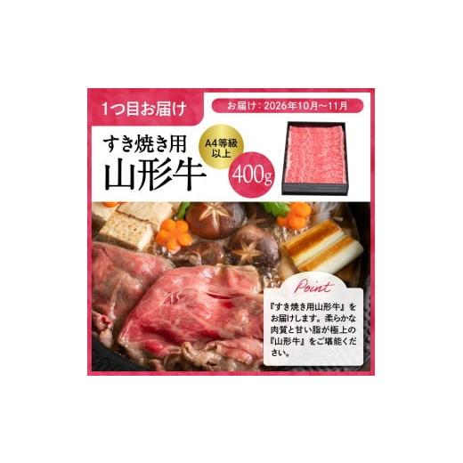 ふるさと納税 梨 山形県 東根市  2回定期便 2026年 ラ・フランス＆山形牛コース (2026年10月以降お届け） hi999-041の画像