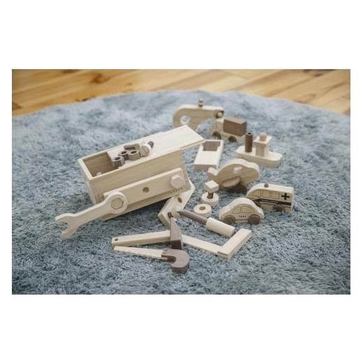ふるさと納税 雑貨・日用品 玩具 兵庫県 神戸市 桧のおもちゃ アイコニー アクティブセット (働く車シリーズ・乗り物シリーズ・大工セット） IKONIH Activ…の画像