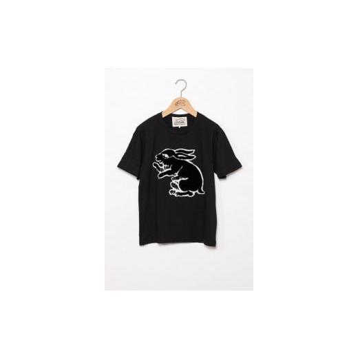 ふるさと納税 服 京都府 京都市 直植毛フロッキーTシャツ ウサギ黒 (Lサイズ) Lサイズ
