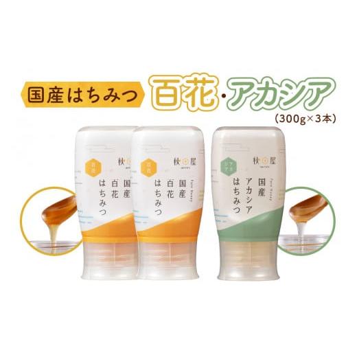 ふるさと納税 加工品等 はちみつ 岐阜県 本巣市  国産はちみつ 百花蜜 アカシア (300g×3本)｜蜂蜜 ハチミツ ボトル たれにくい 国産 常温 はちみつ ハチミツ …の画像