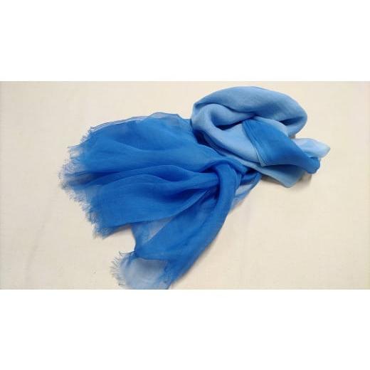 ふるさと納税 織物・繊維品 鹿児島県 いちき串木野市 麻グラデーションストール ブルー P-182aH P-182a ブルー