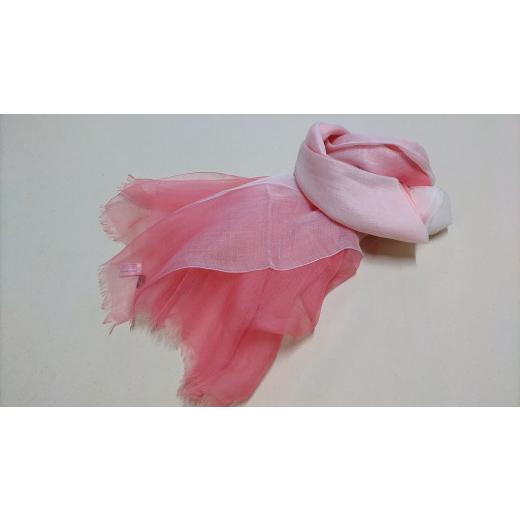 ふるさと納税 織物・繊維品 鹿児島県 いちき串木野市 麻グラデーションストール ピンク P-182bH P-182b ピンク